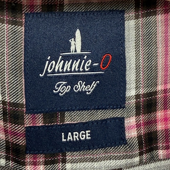 Johnnie-O Top Shelf Men's Gray Pink Plaid Button Down Long Sleeve Shirt - Picture 4 of 7